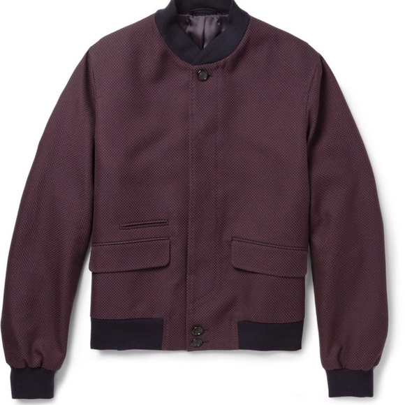 ALEXANDER MCQUEEN Burgundy Patterned Woven Cotton Bomber Jacket